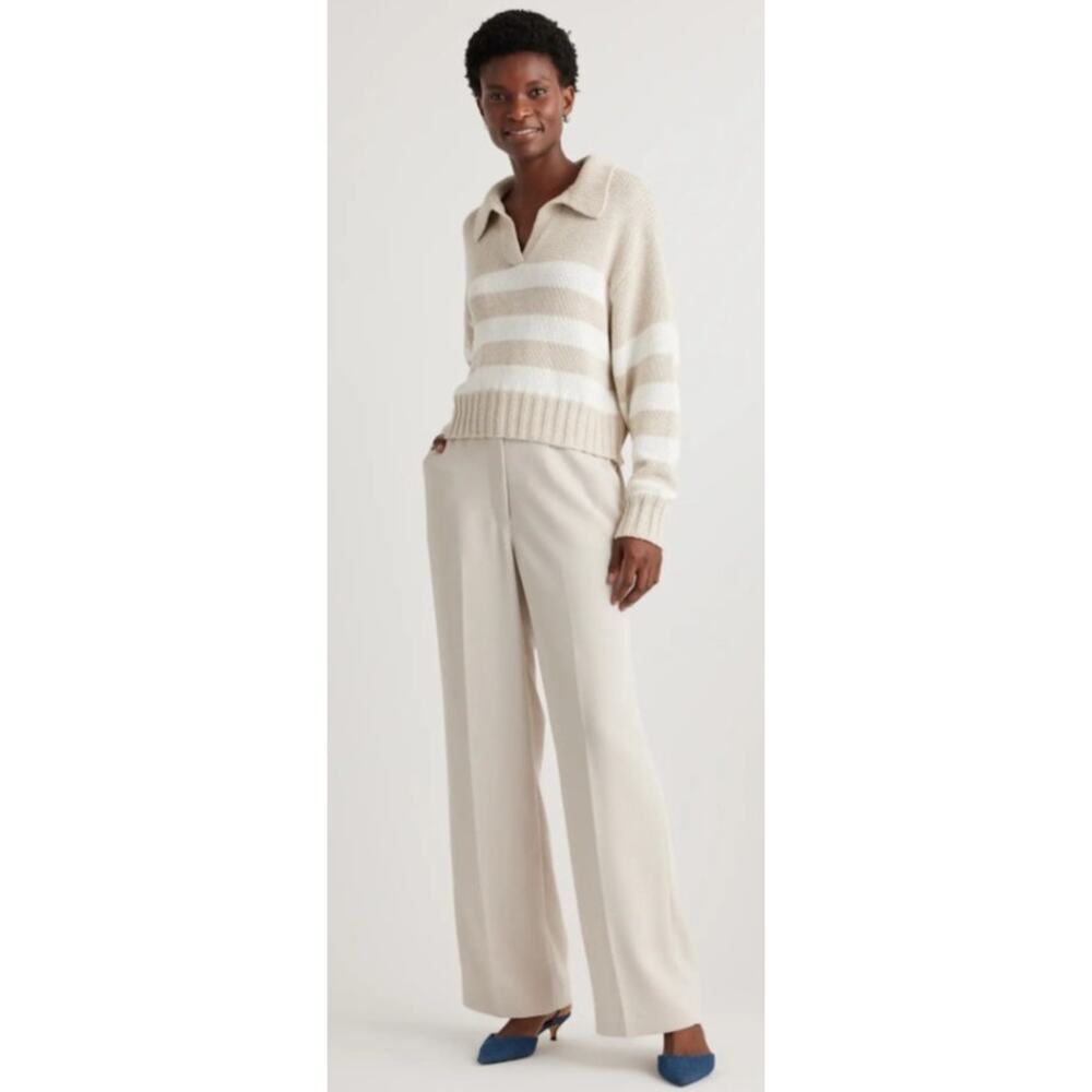 QUINCE Stretch Crepe Classic Trouser Pants Wide Leg Office Size 6